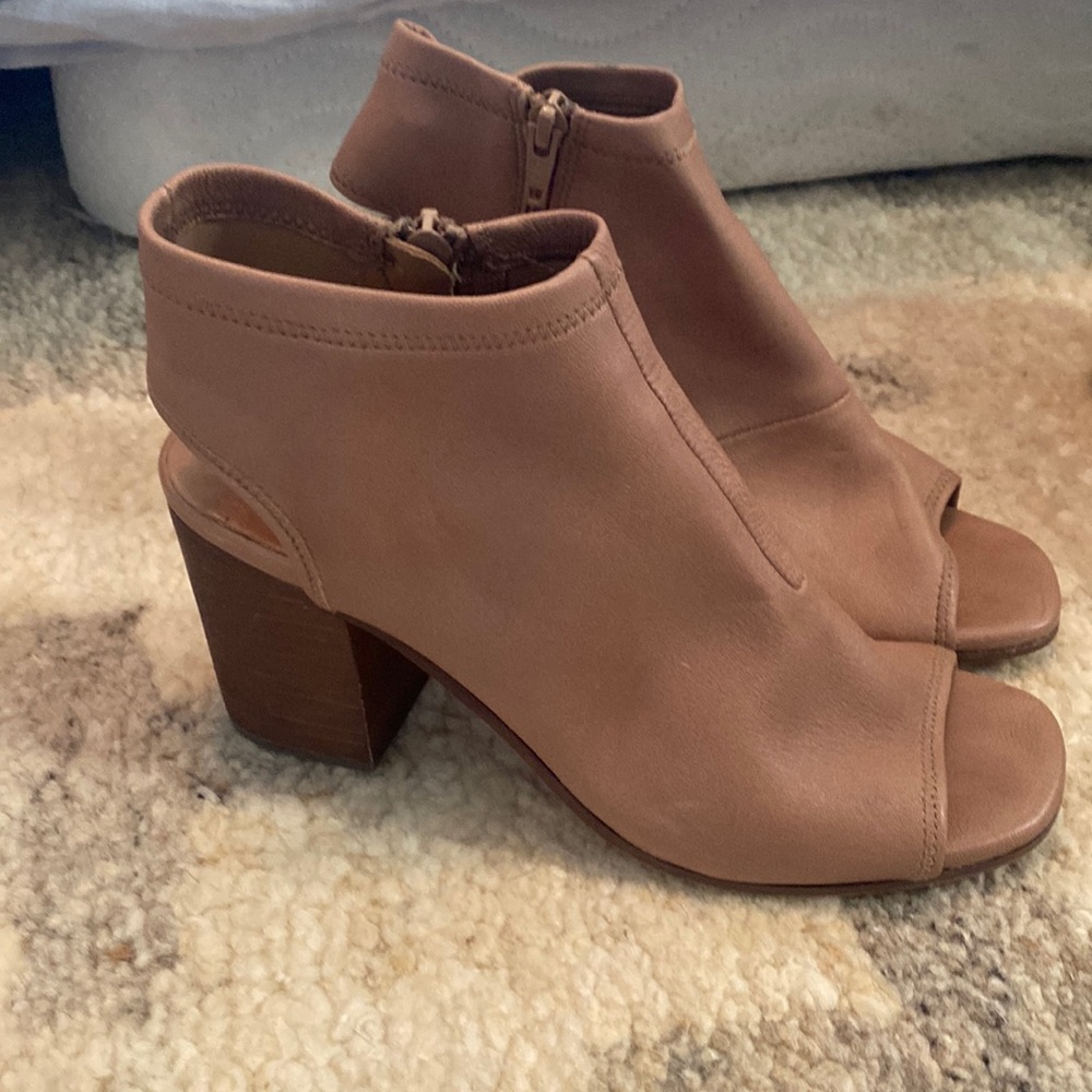 Camel Open Toe Booties